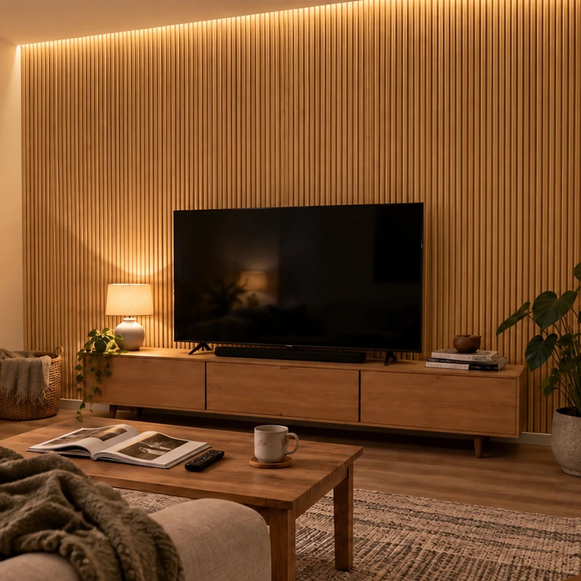Obklad na stenu za TV s podsvietením